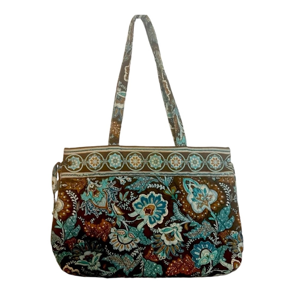Vera Bradley Tie Tote Java Blue Bag Expandable Side Tie Purse